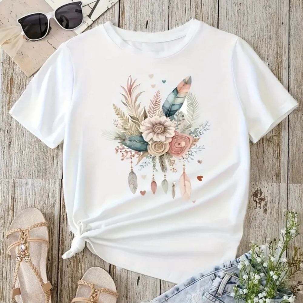 Floral Graphic White T-Shirt